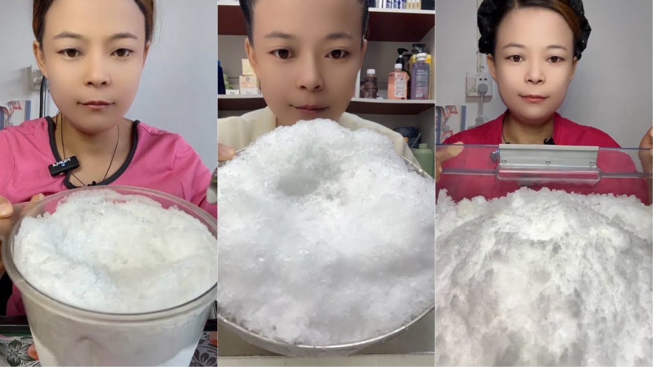 White Ice Eating ASMR | Crushed Ice | Shaved Ice | Ice Eating 