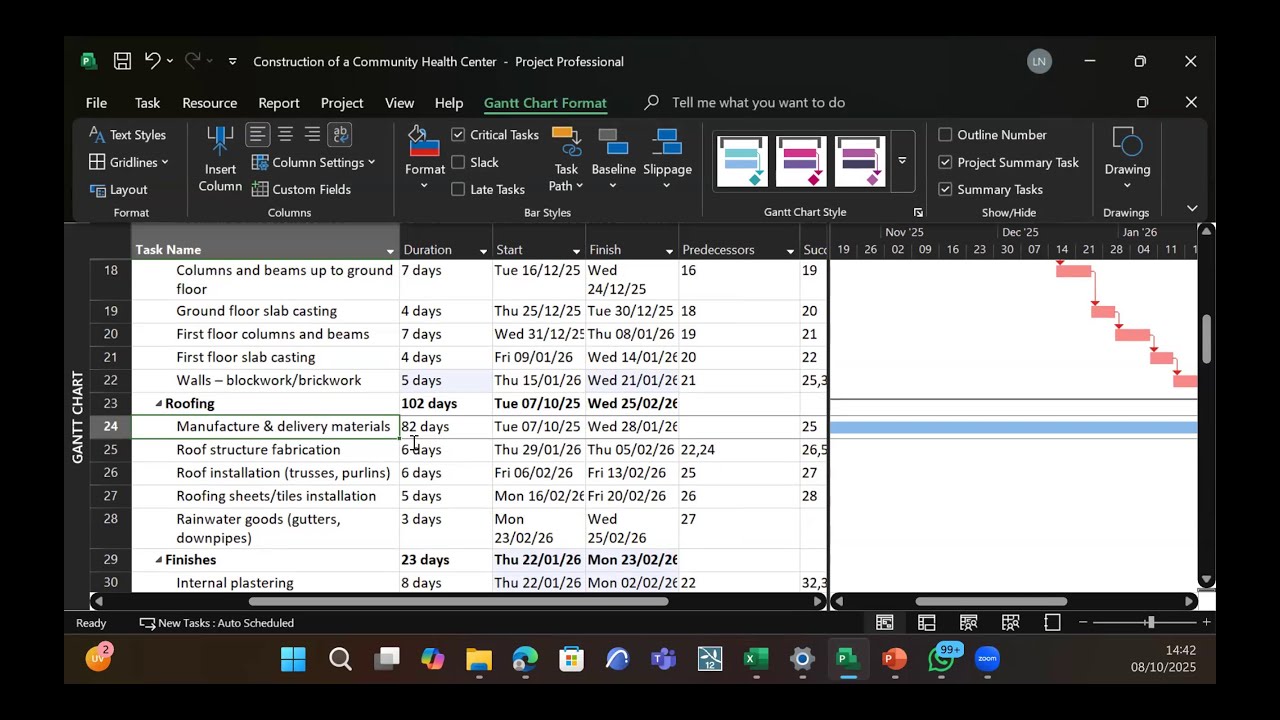 MS Project 2024 Training | Construction Project Scheduling: Task Management & Scheduling Basics