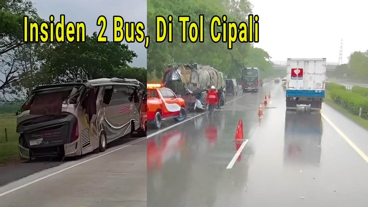 Bus Royal Kencana sundul truk, Bus SAN Terguling Di Tol Cipali ( Laka dua Bus )