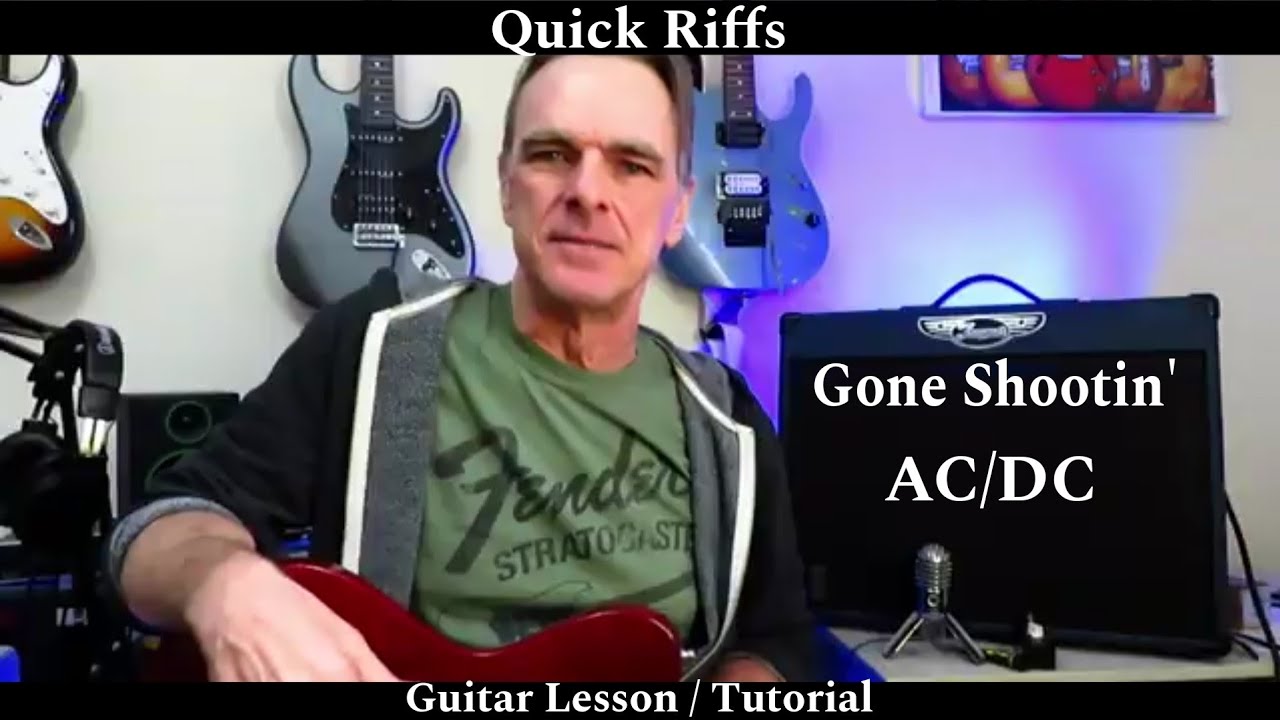 GONE SHOOTIN' - AC/DC. Урок игры на гитаре / Самоучитель. (Быстрые риффы)