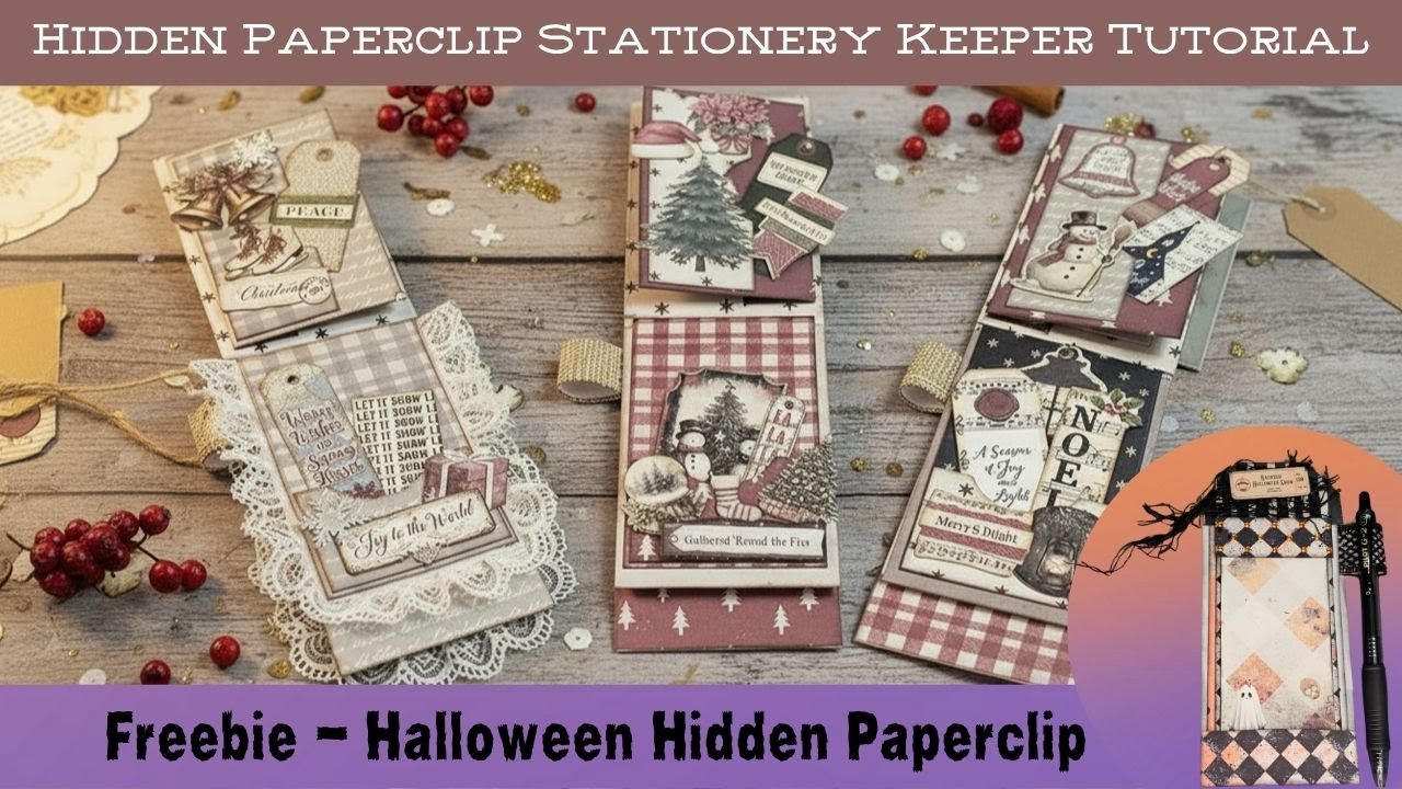 Hidden Paperclip Stationery Keeper Tutorial | Vintage Christmas Junk Journal Kit + Freebie