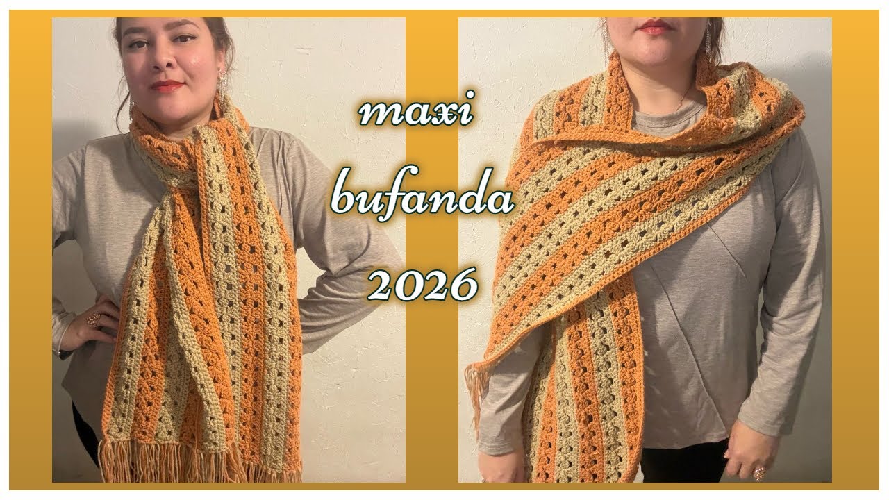 maxi bufanda/mini rebozo 2026 punto cruz a crochet