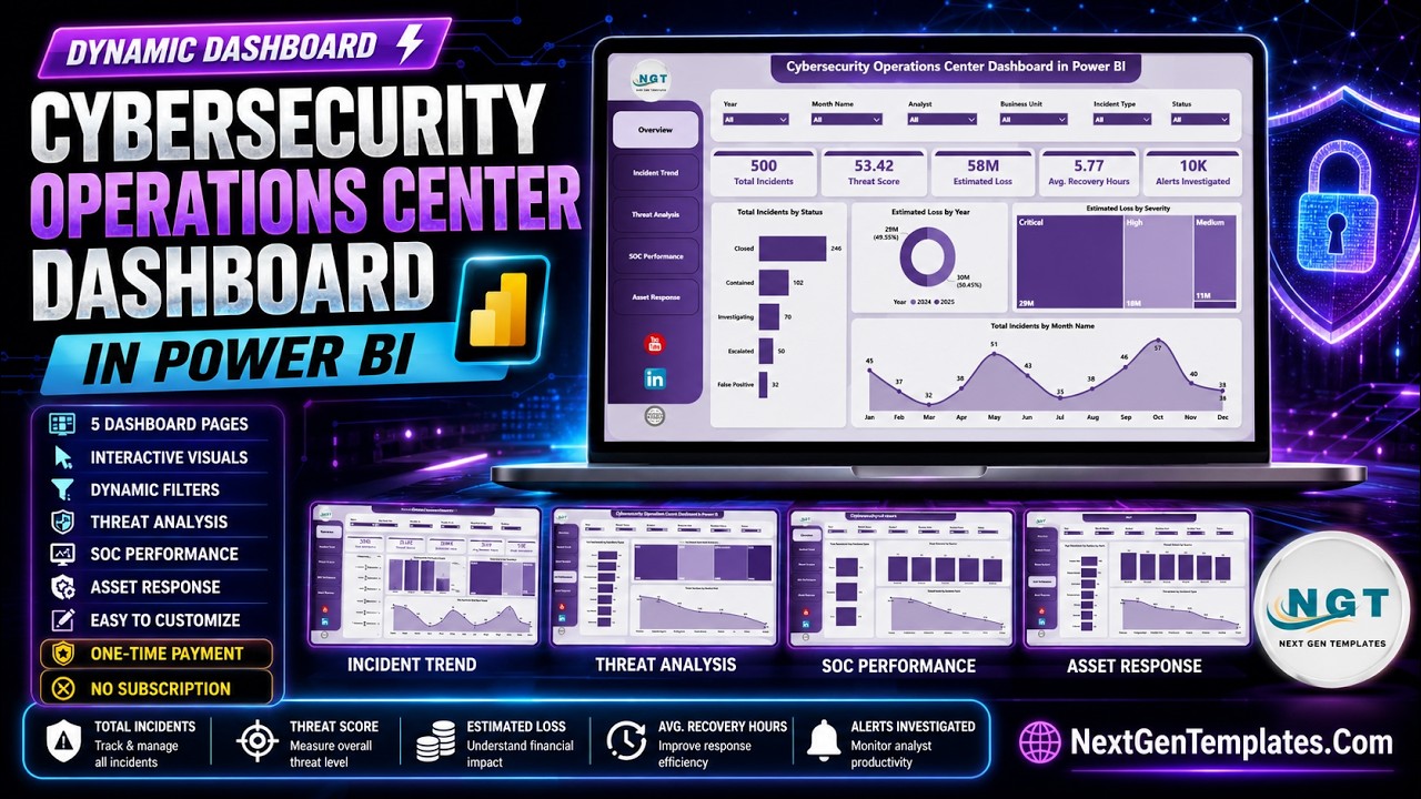 Cybersecurity Operations Center Dashboard in Power BI