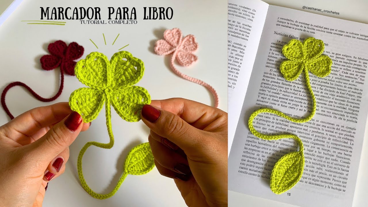 COMO TEJER UN MARCA P&Aacute;GINAS DE TR&Eacute;BOL 🍀A CROCHET ~ NIVEL PRINCIPIANTES F&Aacute;CIL Y R&Aacute;PIDO 🌸