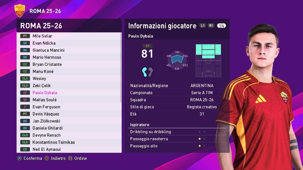 PES 2020 - Roma 2025/26 All Players 