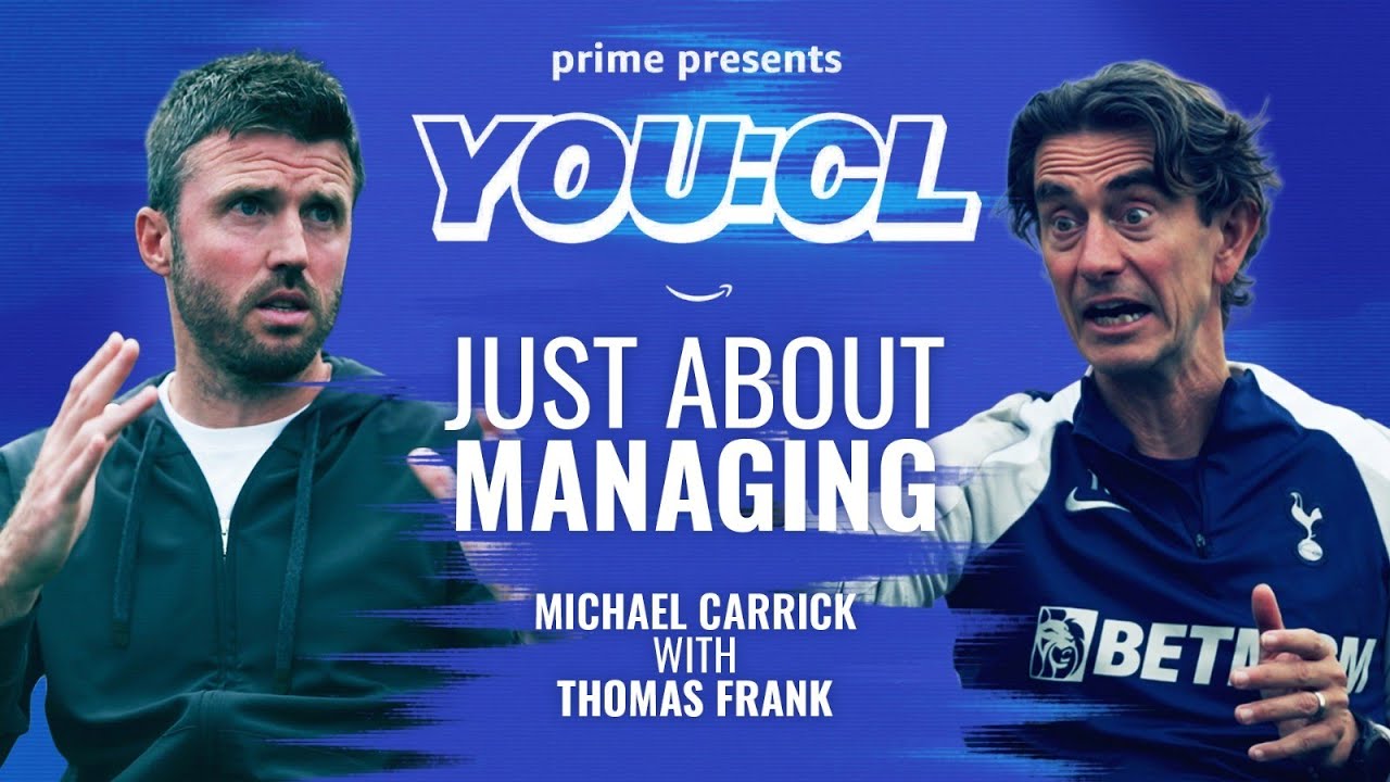 Michael Carrick meets Tottenham boss Thomas Frank ahead of his first UCL game 🤩🇪🇺 | YOU:CL