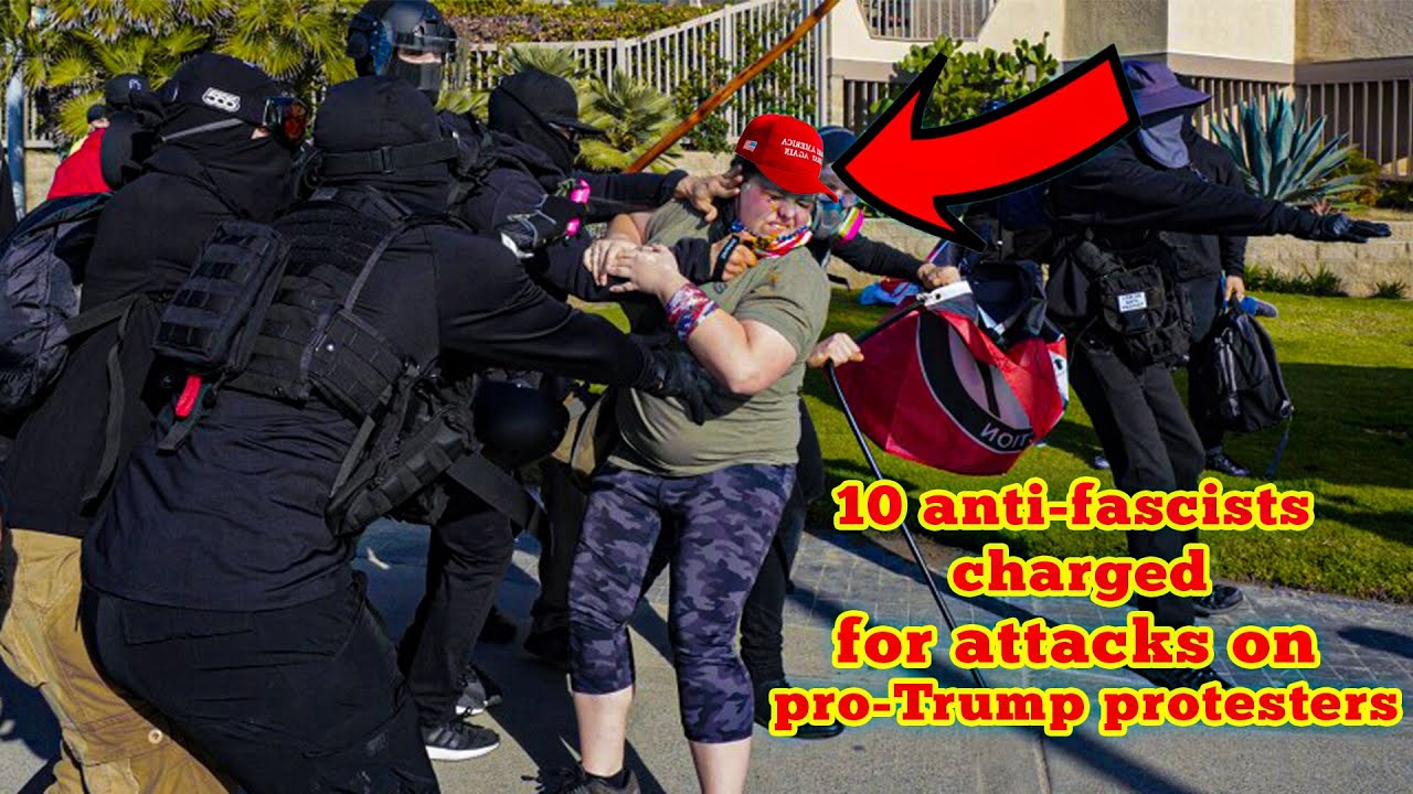 10 anti-fascists char,ged for alleged att,,acks on California pro Trump protesters