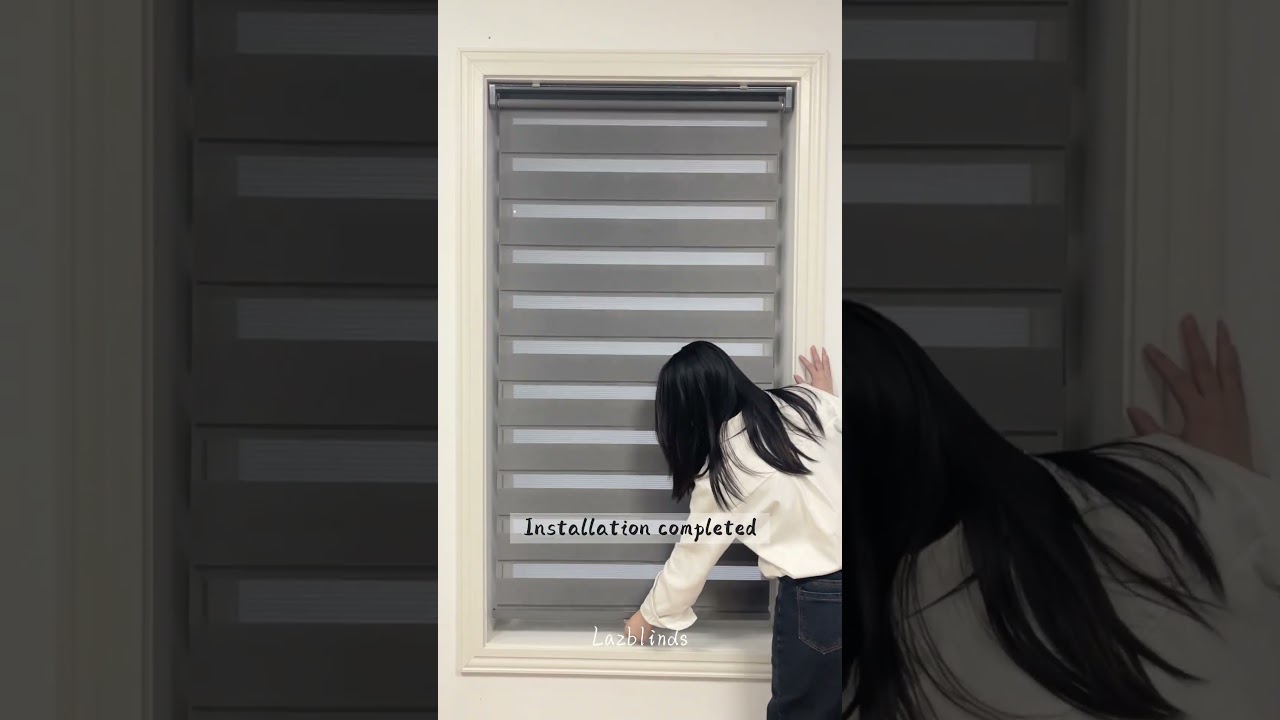 🌫️ Gray cordless zebra blinds: Soft Elegance 🌫️