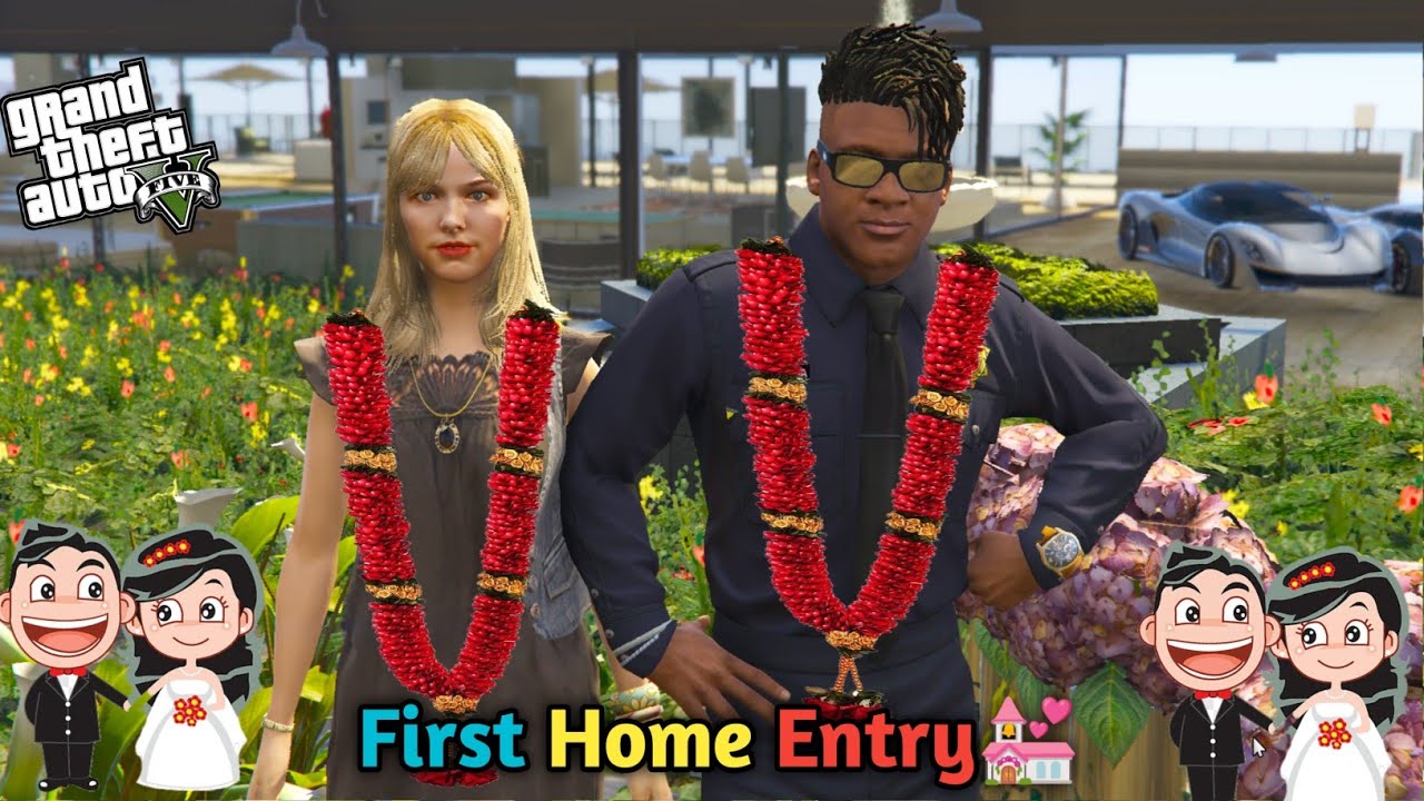 GTA 5: Franklin Enter with Wife Kiara 💒💍For The First Time At house 👩‍❤️‍💋‍👨Shinchan 💔Ps Gamester