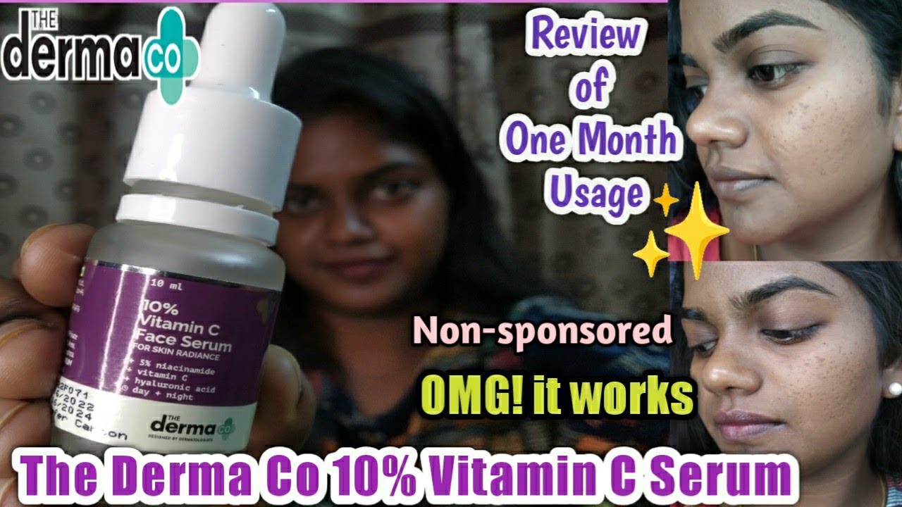 The Derma Co 10% Vitamin C Face Serum with 5% Niacinamide and Hyaluronic Acid Review #dermaco
