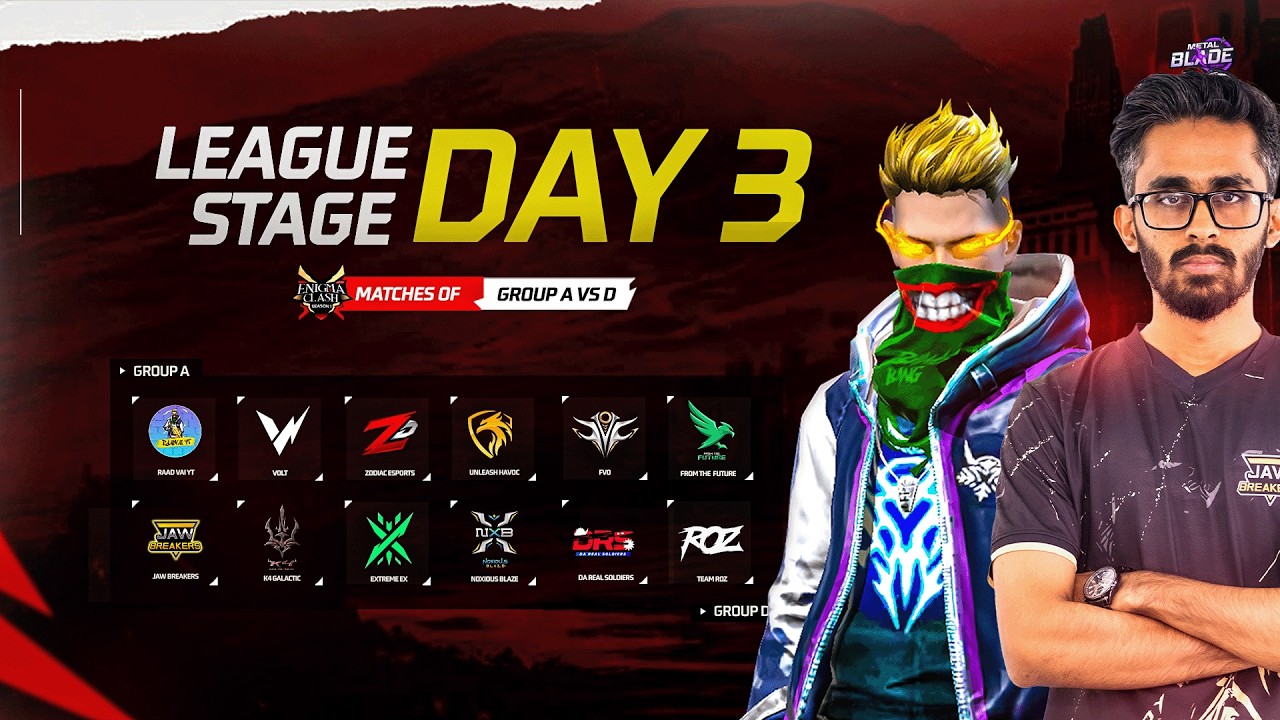 [🔴LIVE] MTB ENIGMA CLASH || LEAGUE DAY 3 AvsD || METAL BLADE @raadvaiyt829 @JB.FREAK22