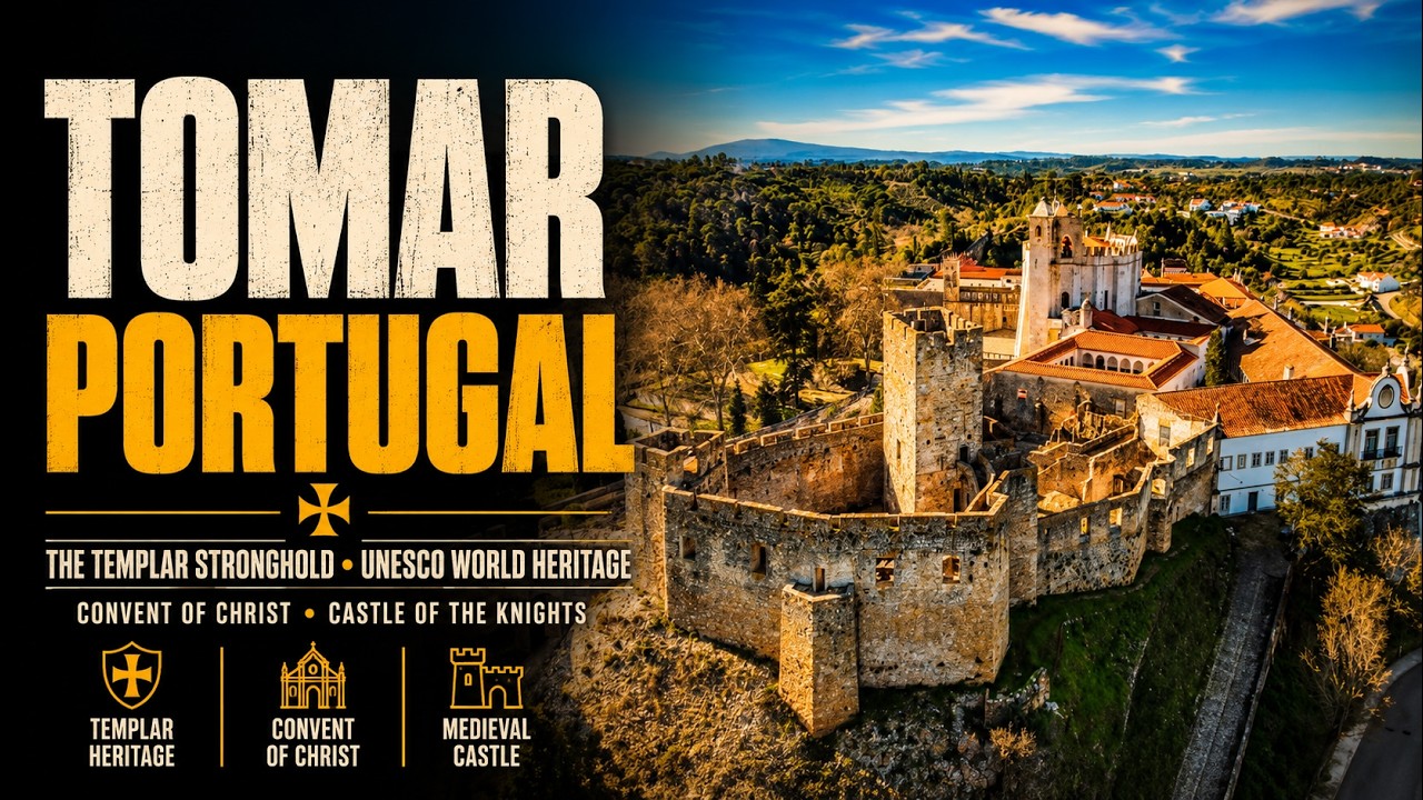 Aerial View of the Knights Templar Castle | Medieval Fortress & Gothic Cathedral | Tomar, Portugal
