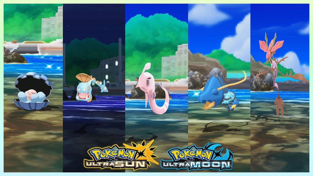 Pokemon UltraSun & UltraMoon - Clamperl,Huntail,Gorebyss,Clawitzer & Dragalge Locations
