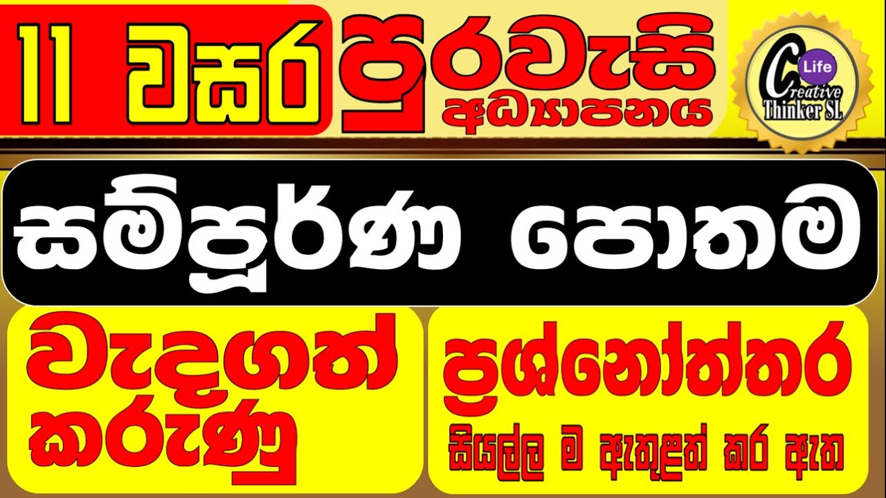 11 පුරවැසි අධ්‍යාපනය පොතම කෙටියෙන් | grade 11 civic 3rd term test 11 wasara purawesi | o/l civic