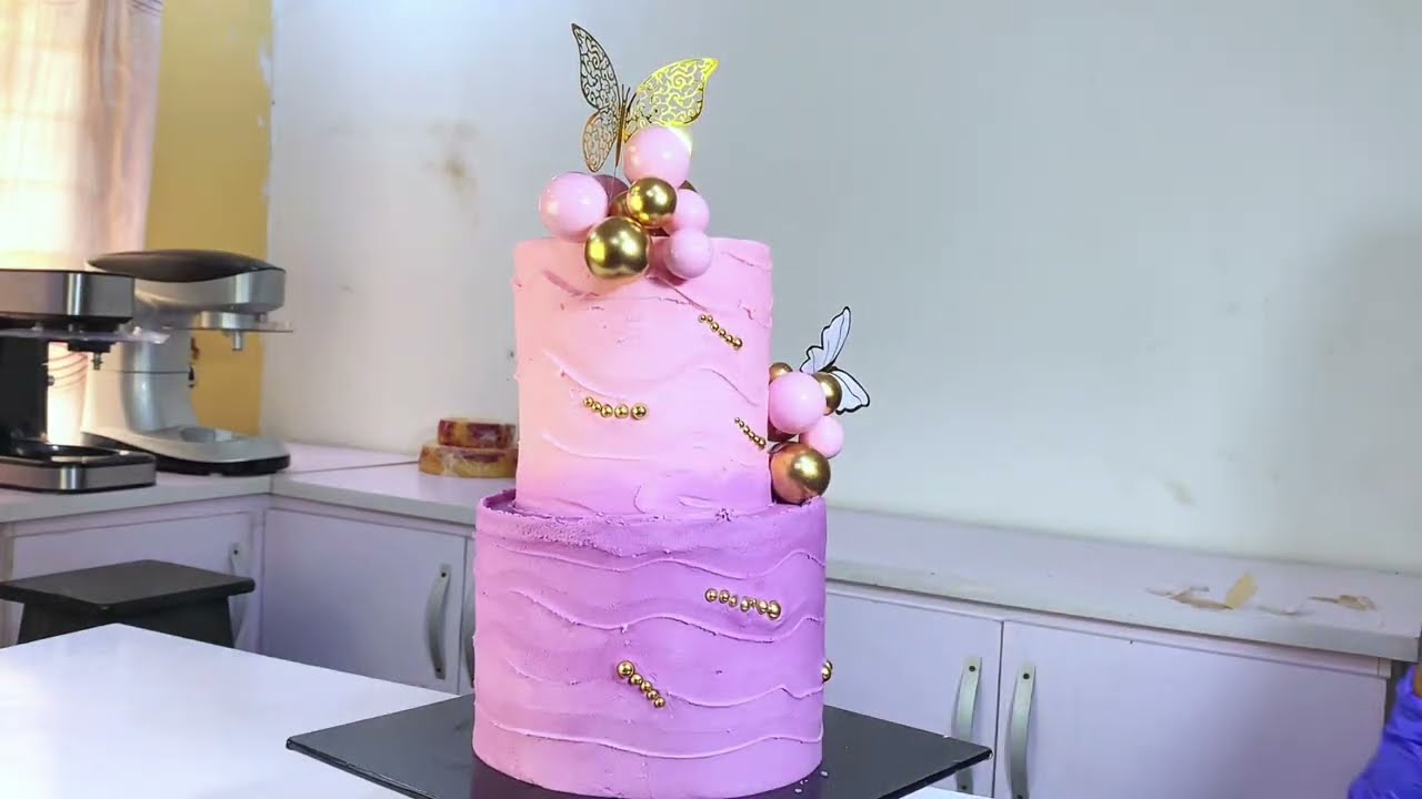 Butterfly Princess Birthday Cake: Two Tier Buttercream Perfection / Most Satisfying Cake Decoration 