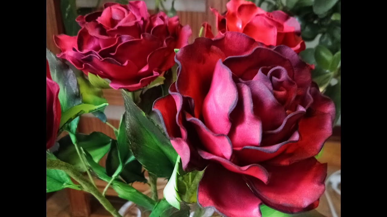🌹Rosa rossa realistica in gomma eva senza stampo #fommy #gommacrepla #tutorial