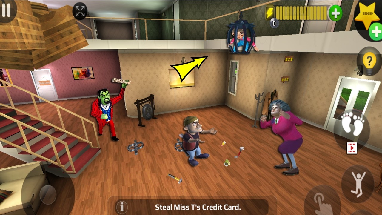 Scary Teacher 3D - New updater - troll Miss T fell face down so fun part 5571  #scaryteacher3d