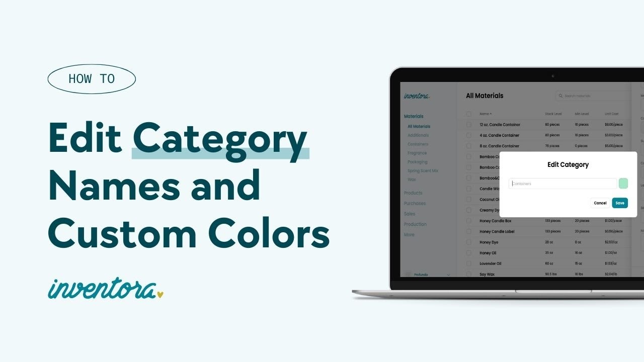 How to Edit Categories and Custom Colors | Inventora Tutorial