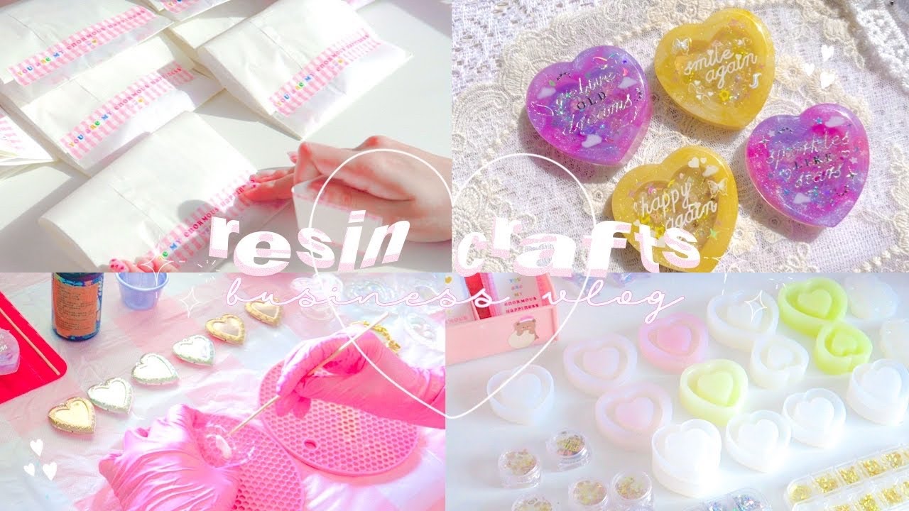 resin craft business vlog | packing orders, unboxing, making resin shakers 🌷🍥