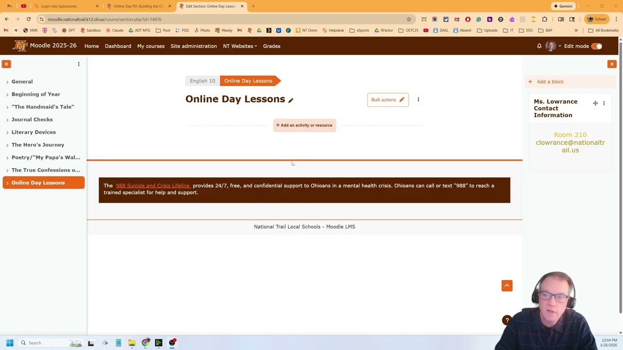 Настройка раздела «Онлайн-день» в Moodle.