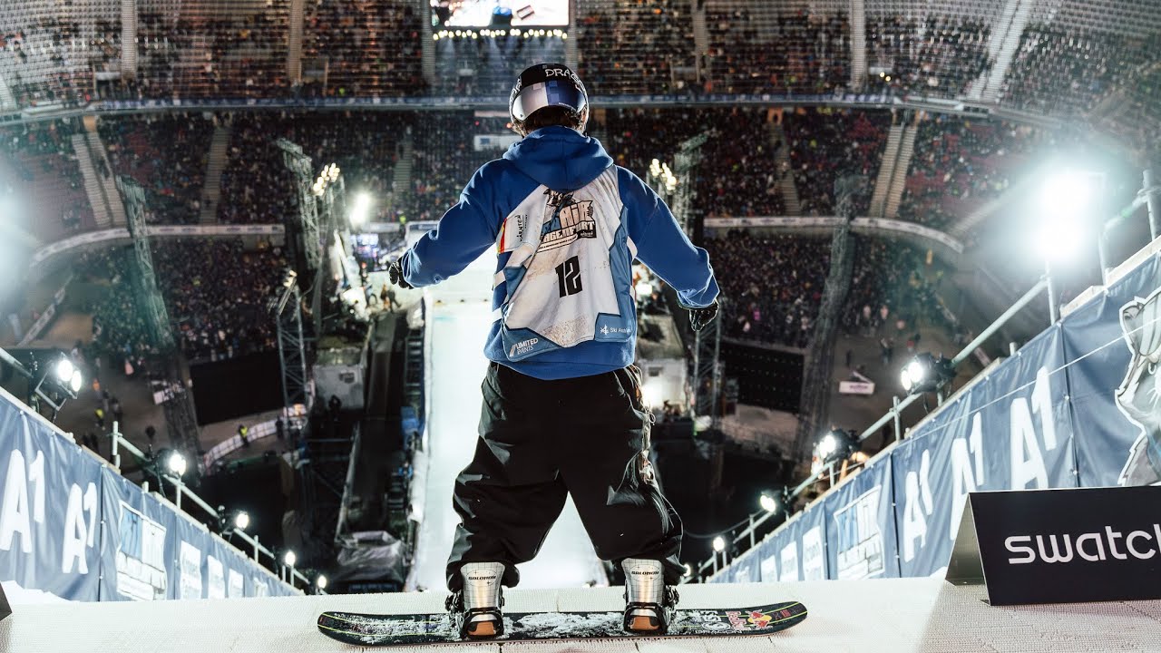 Snowboarding in a stadium of 13,000 people