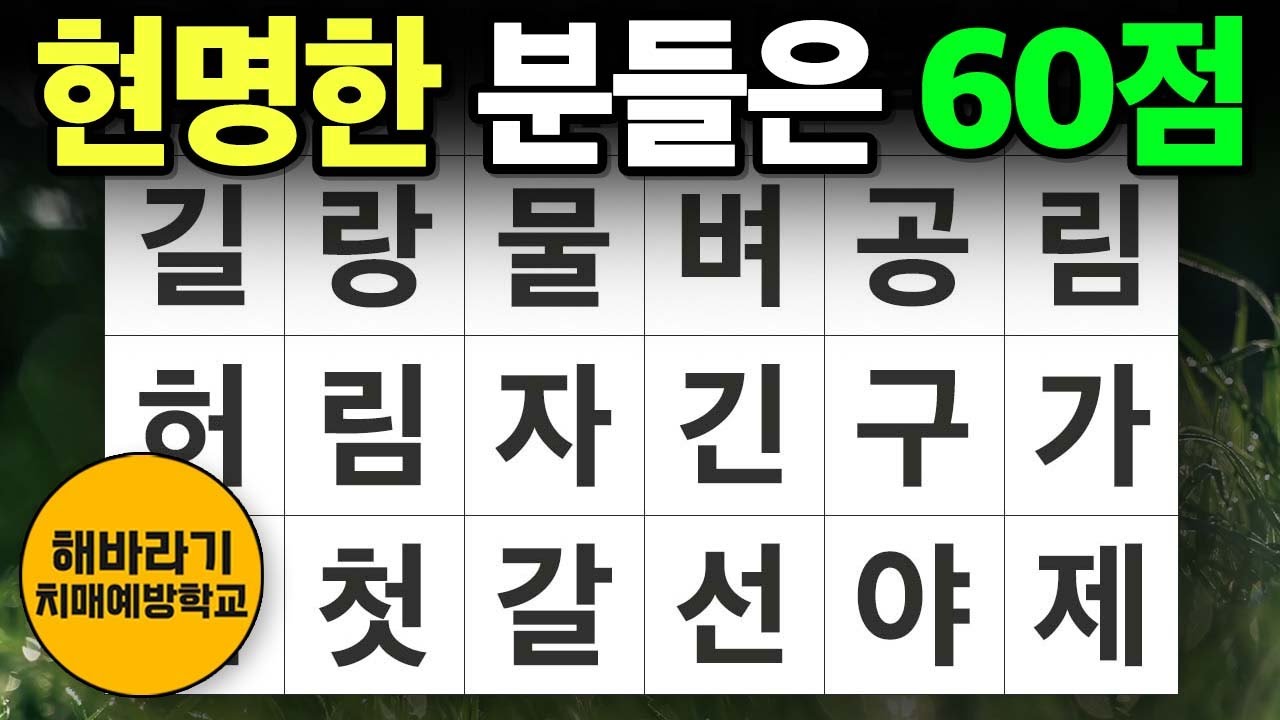 【치매 예방】현명한 어르신은 60점 성공┃숨은단어찾기,치매예방,치매테스트,단어퀴즈,낱말퀴즈
