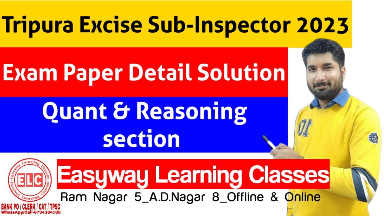 Tripura Excise Sub-Inspector 2023 Paper Detail Solution || Reasoning & Quant Paper || Prabal Sir