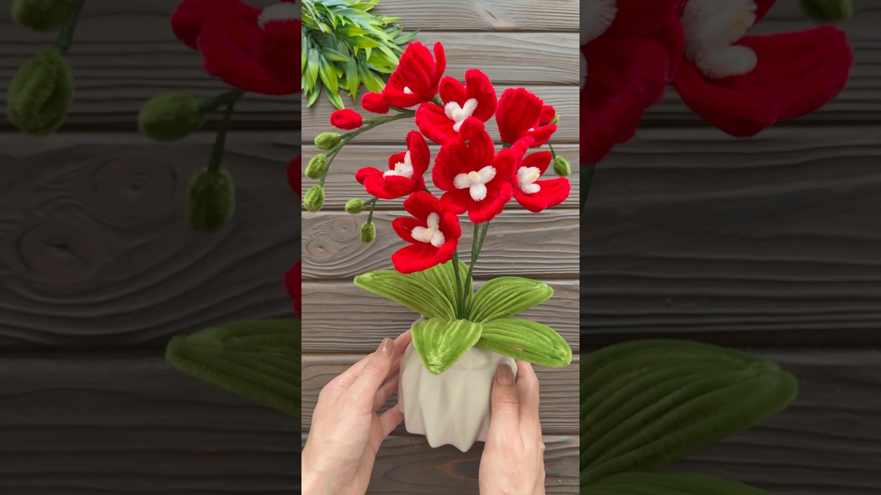 Easy Craft Ideas! How to Make Orchid basket from Chenille Wire DIY Pipe Cleaner Flower