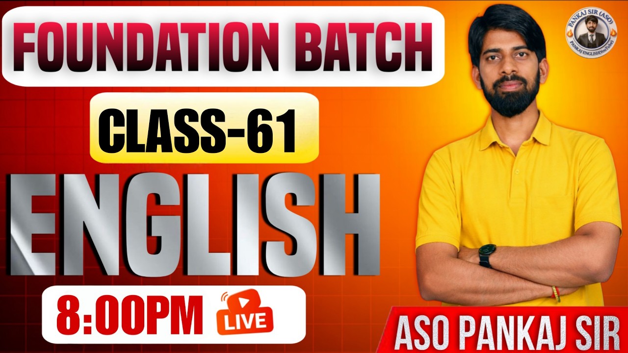LIVE 🔴 Lesson 61 || English || Article | ASO- Pankaj sir 8:00 PM 17 march