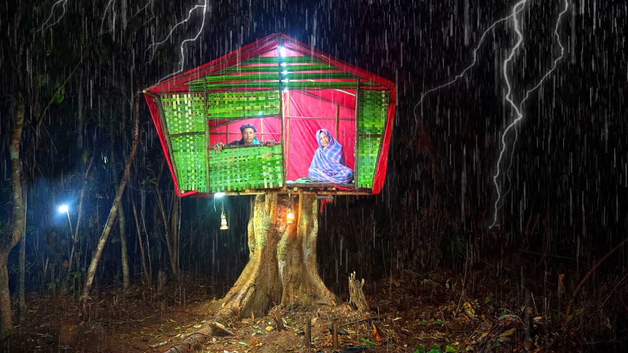 diguyur hujan deras siang malam menginap di cakbin atas Tunggul, tidur nyenyak sampai pagi