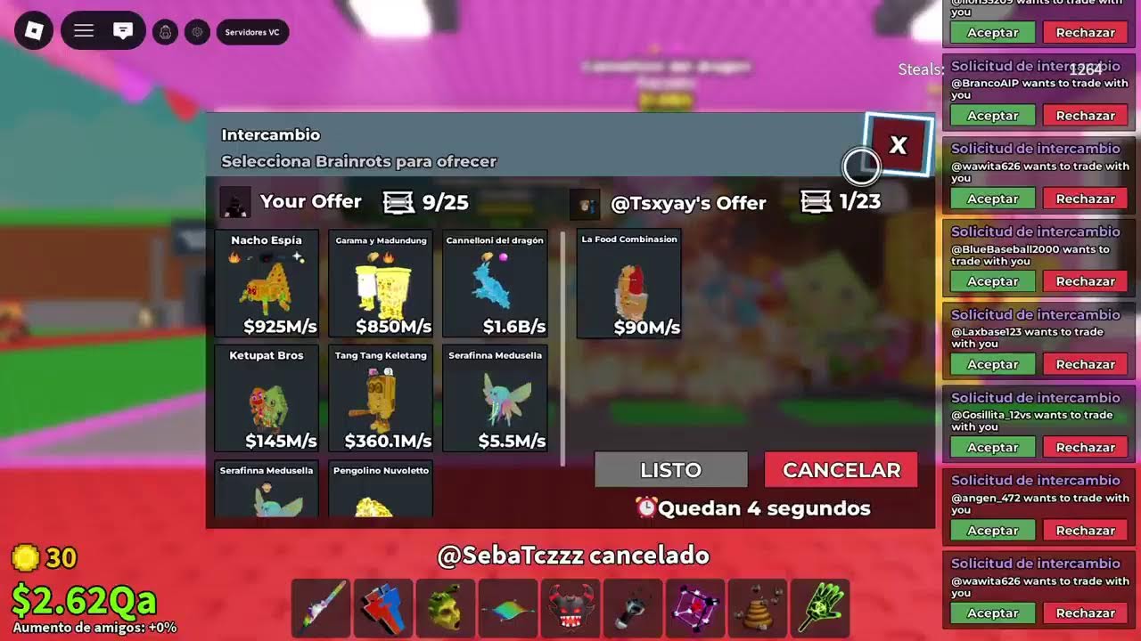 Tradeando en steal a brainrot