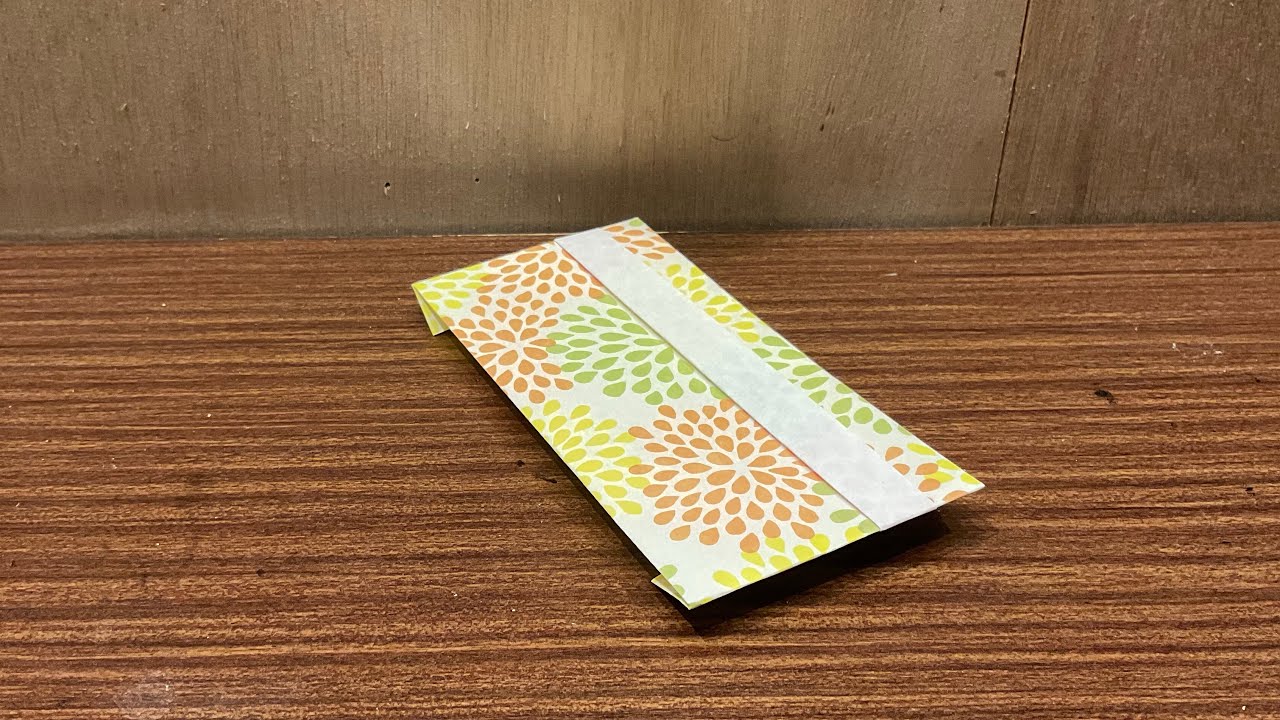 片手折り紙講座、簡単ポチ袋折り方です。￼