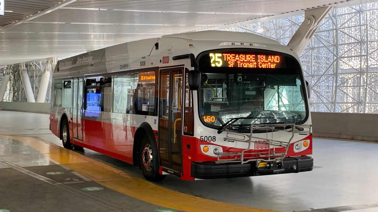 (FULL ROUTE) SF MUNI 2022 Proterra ZX5 40' #5008 on 25 Treasure Island