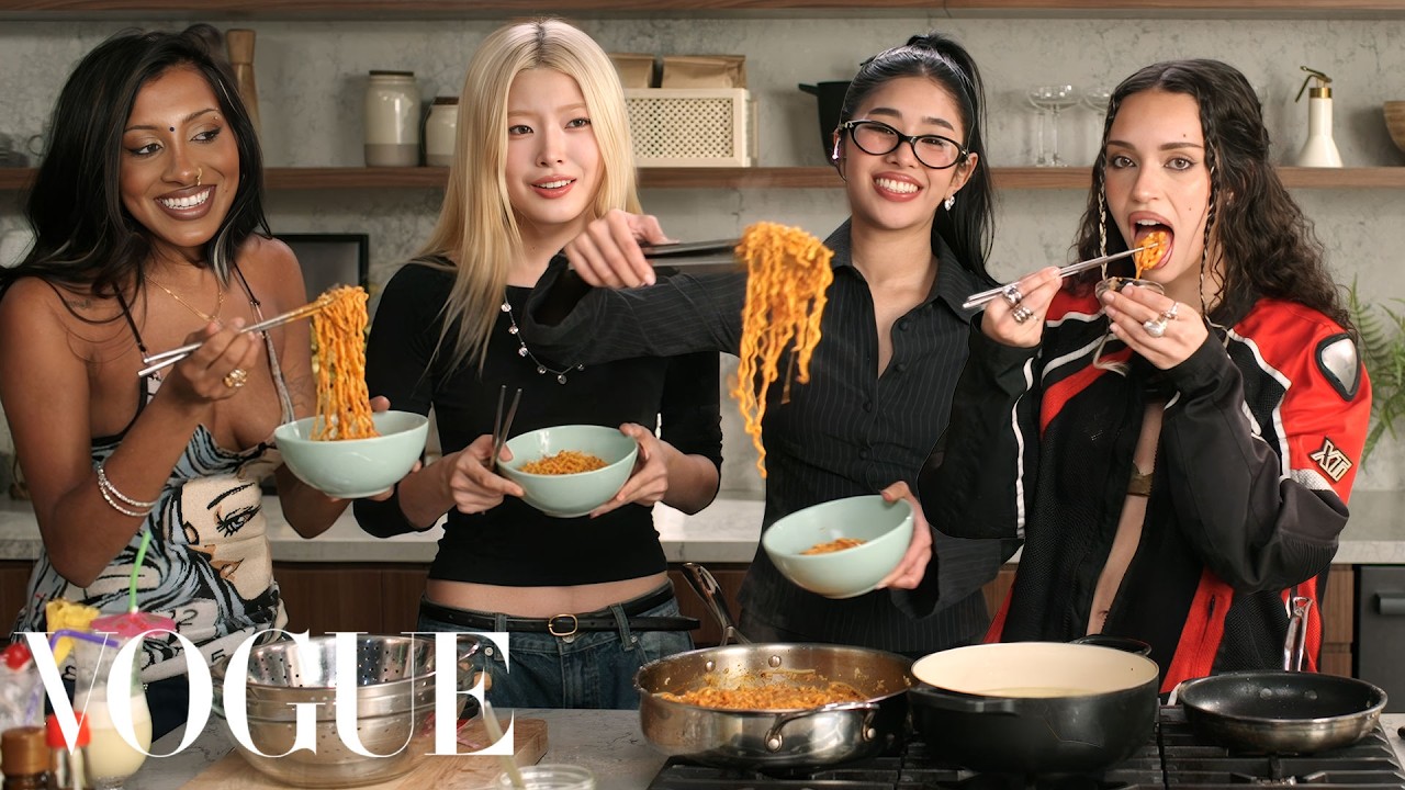 KATSEYE Cook Buldak Ramen Carbonara Together | Now Serving | Vogue