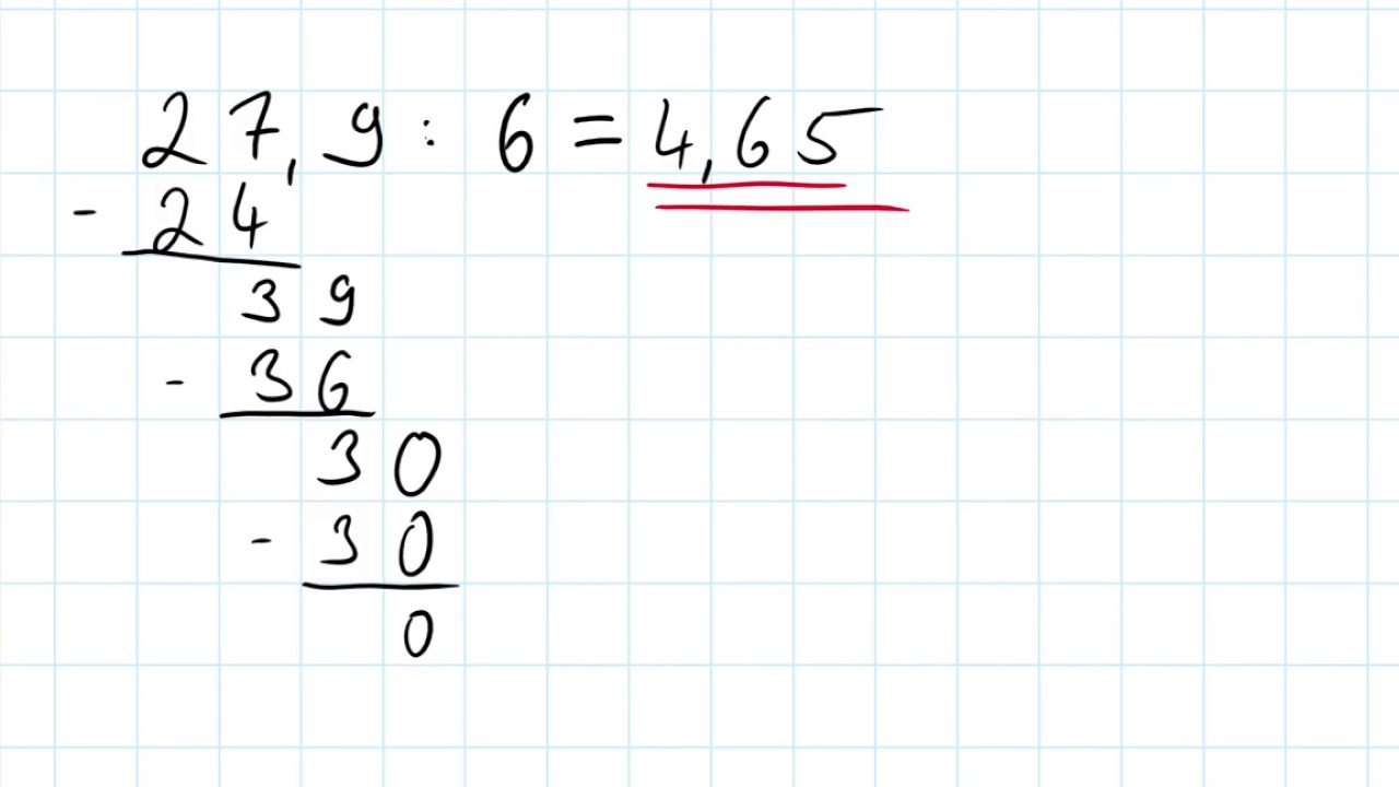 Rechnen mit Dezimalzahlen / Dezimalbrüchen - Dividieren | Mathematik einfach erklärt