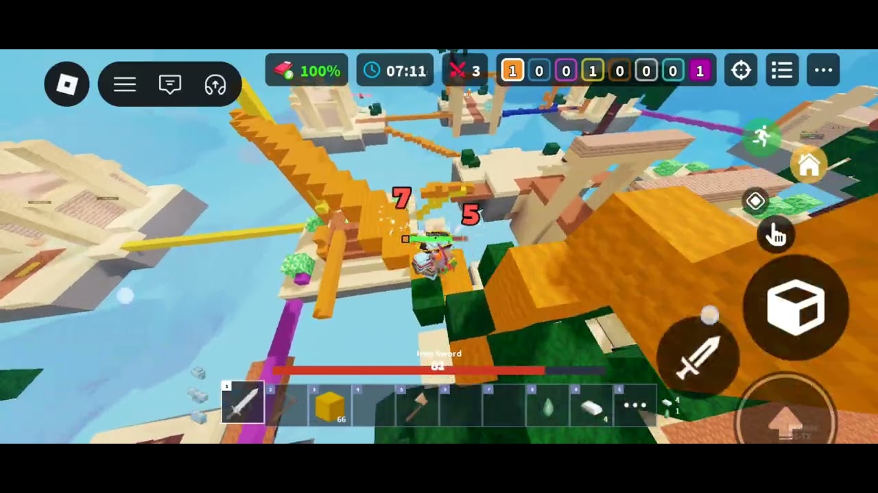 Playing roblox bedwars on mobile