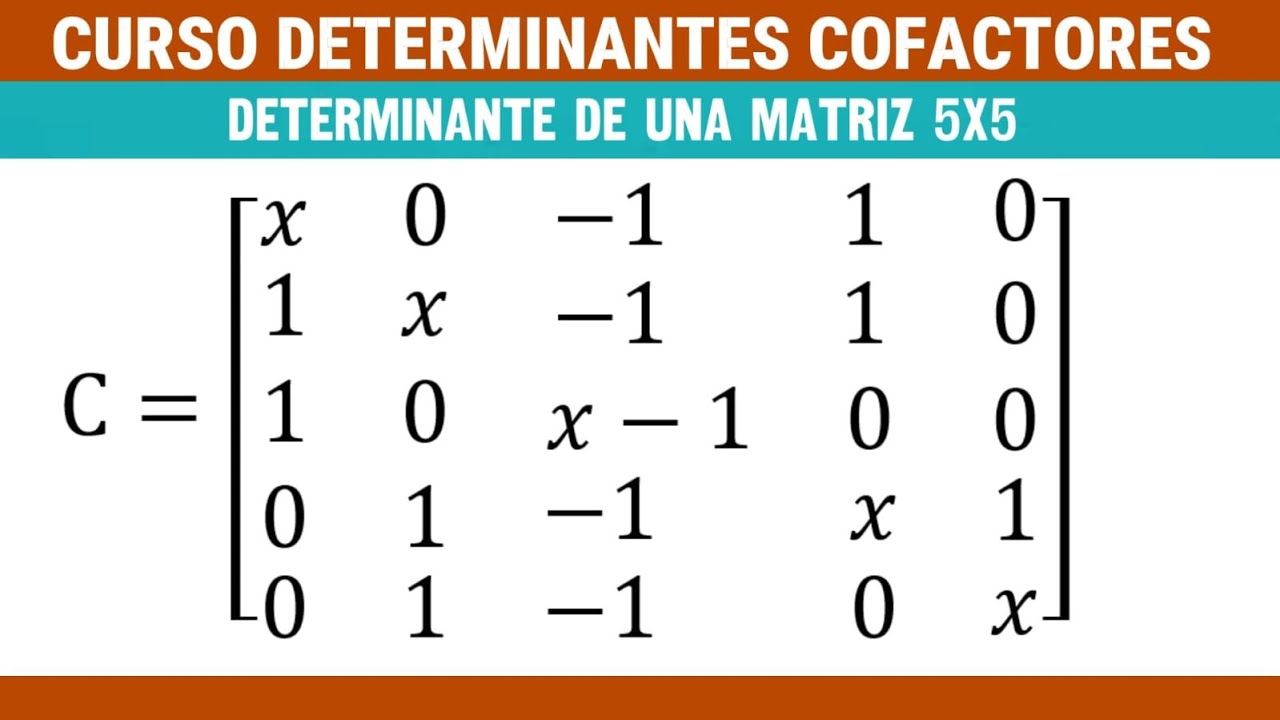 Determinante de una matriz 5x5 con variable x por metodo de cofactores