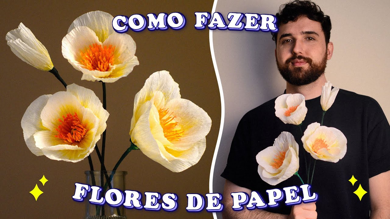 COMO FAZER FLOR DE PAPEL CREPOM – Passo a passo completo e fácil!