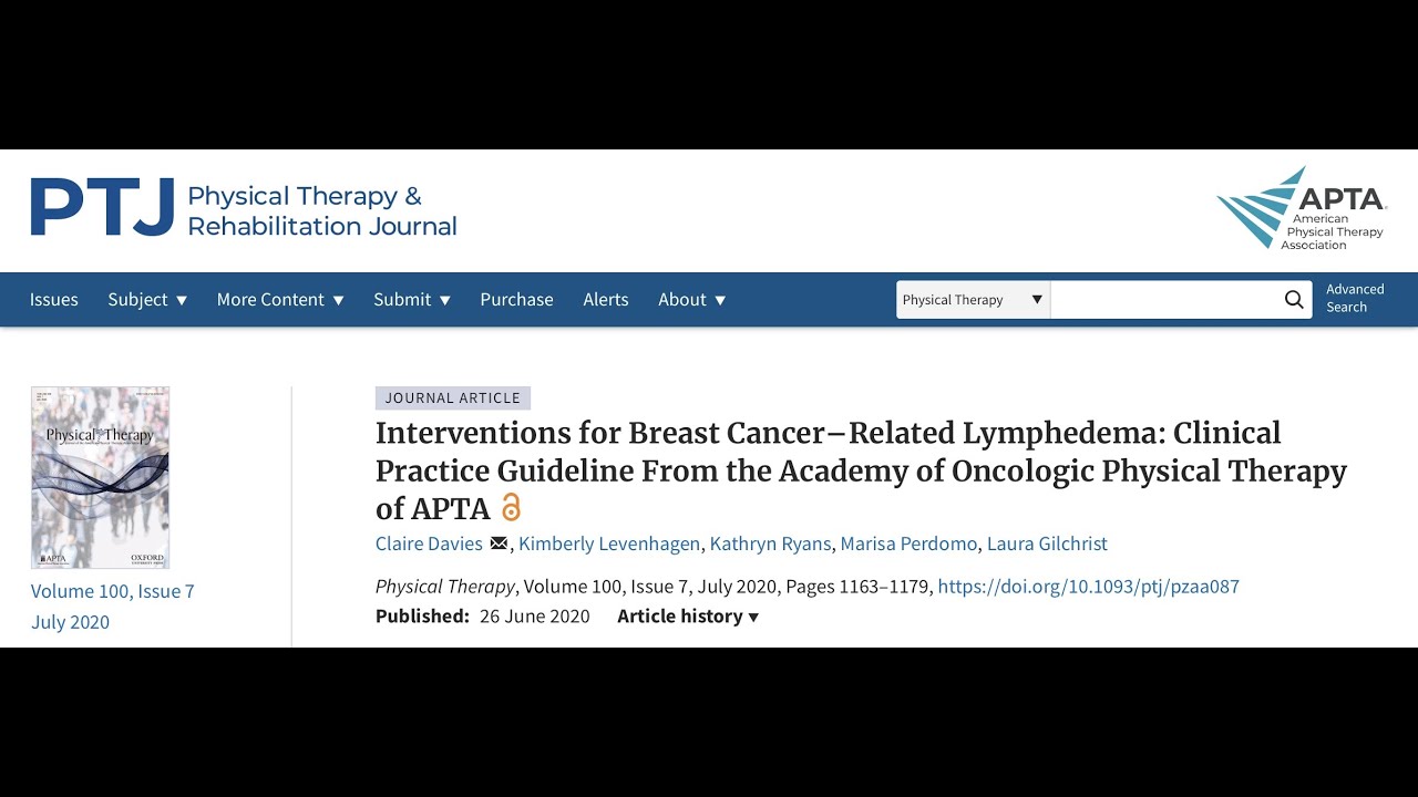Clinical Practice Guidelines for Lymphedema from the APTA (American Physical Therapy Association)