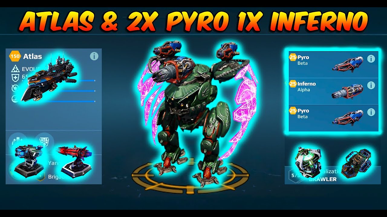 War Robots : new Titan Atlas and 2X Pyro 1X Inferno Gameplay #warrobots