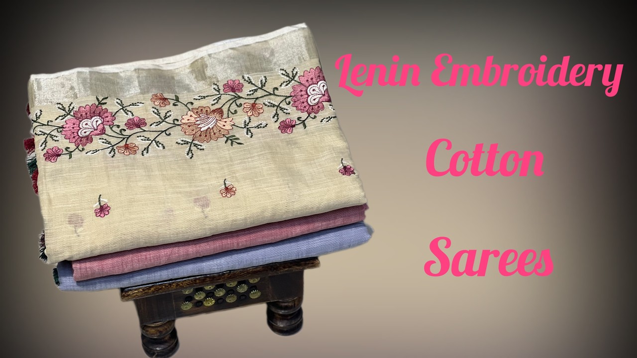 Pure Linen Embroidery Cotton Sarees | New Collection Part 4 | Free Shipping Pan-India