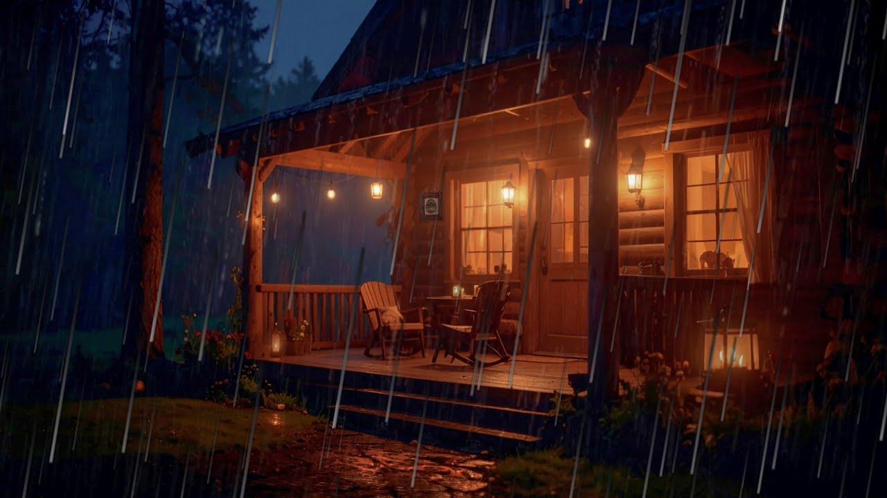Cozy Rustic Cabin Porch &ndash; Heavy Rain Sounds for Sleeping & Relaxation