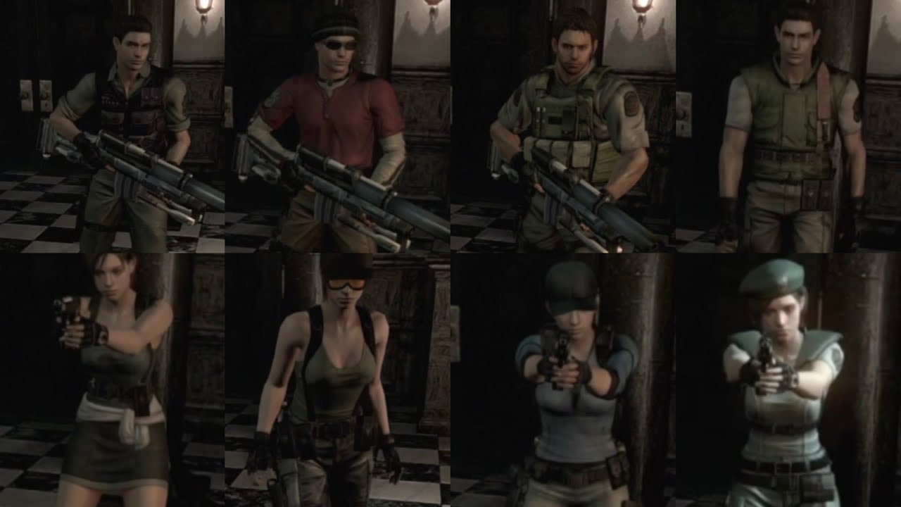 Resident Evil HD: All Costumes (Jill and Chris)