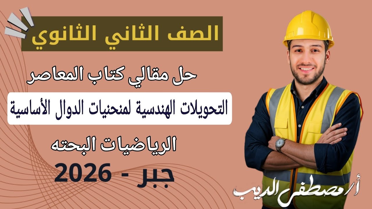 حل تمارين 4 علي التحويلات الهندسيه لمنحنيات الدوال الاساسية جبر تانيه ثانوي 2026 | مقالي المعاصر 