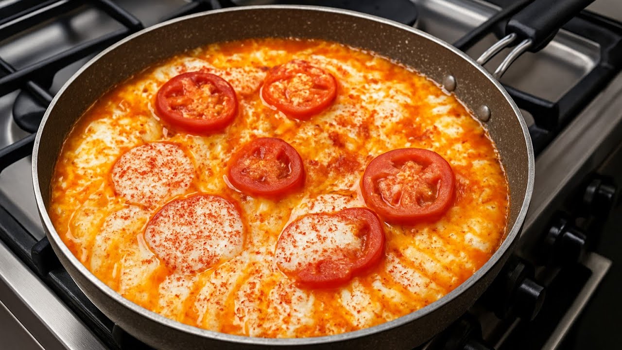 شام خوشمزه با ۵ ماده ساده!😍 سیب‌زمینی پنیر و گوجه به سبک تنبلی 🍅🧀