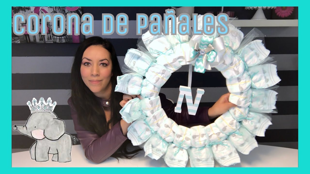 Cómo hacer una corona de pañales para Baby shower o decoración del cuarto del bebé