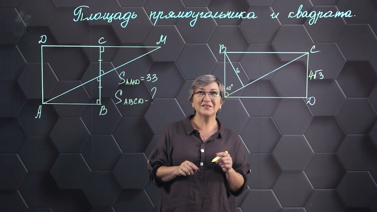 Площадь прямоугольника и квадрата. Практическая часть 2. 8 класс.