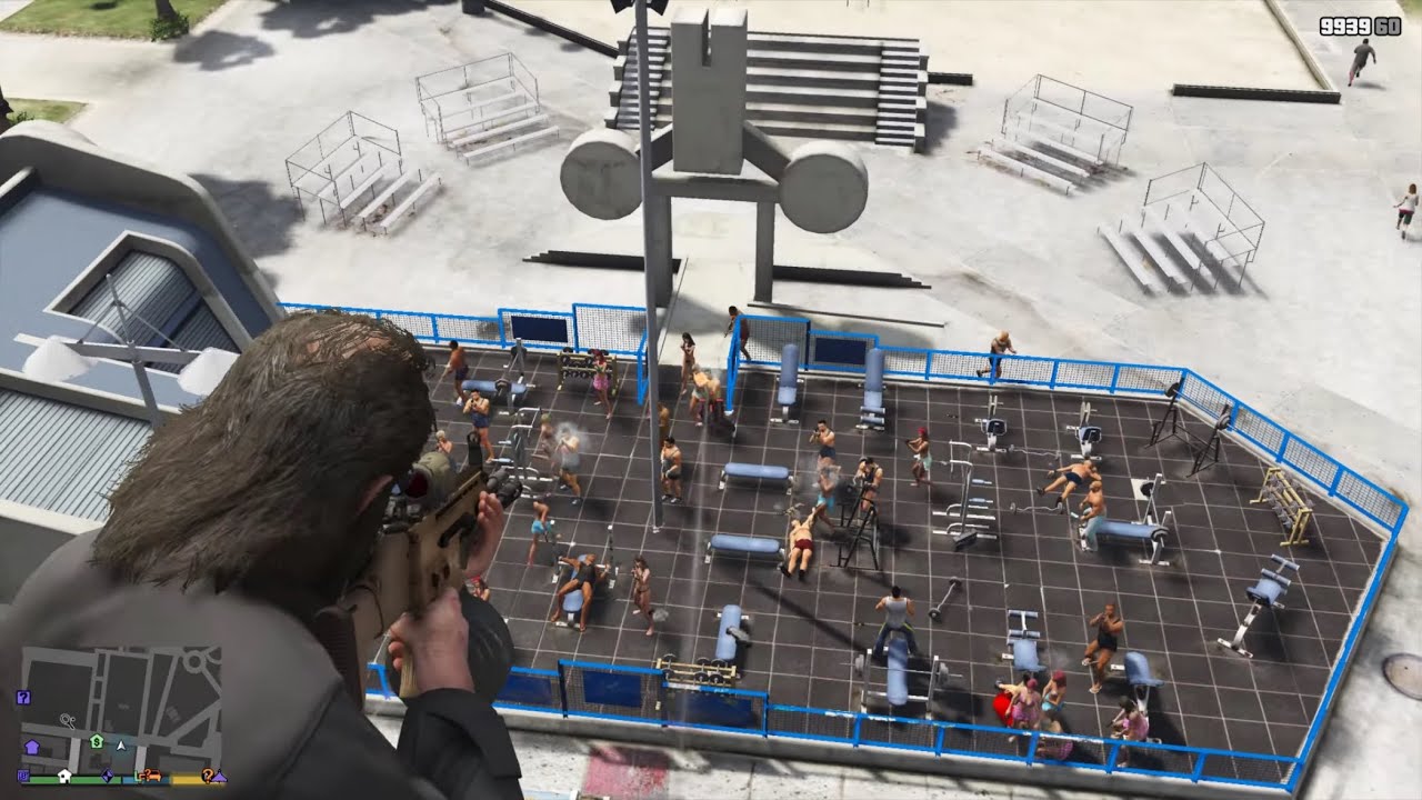 GTA 5 - Vespucci Beach Gym Mafia Elimination + Ten Star Escape