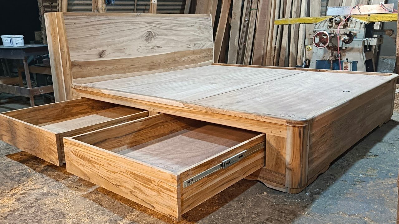 Modern Drawer Bed with Storage | Strong Wooden Bed Design by Kuma Furniture