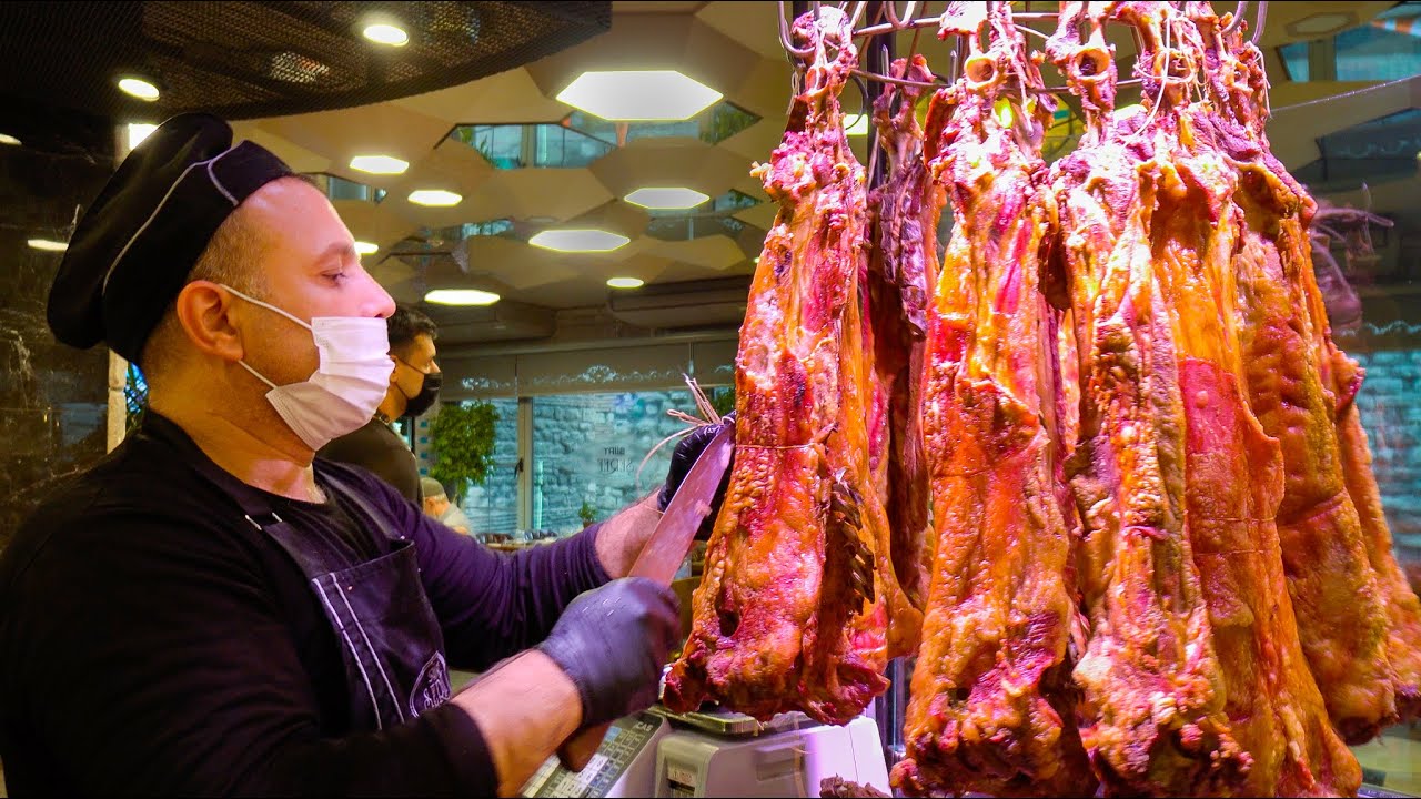 TURKISH STREET FOOD in ISTANBUL: Pit Roast Lamb B&uuml;ryan Kebab!! Turkey's #1 Street Food!